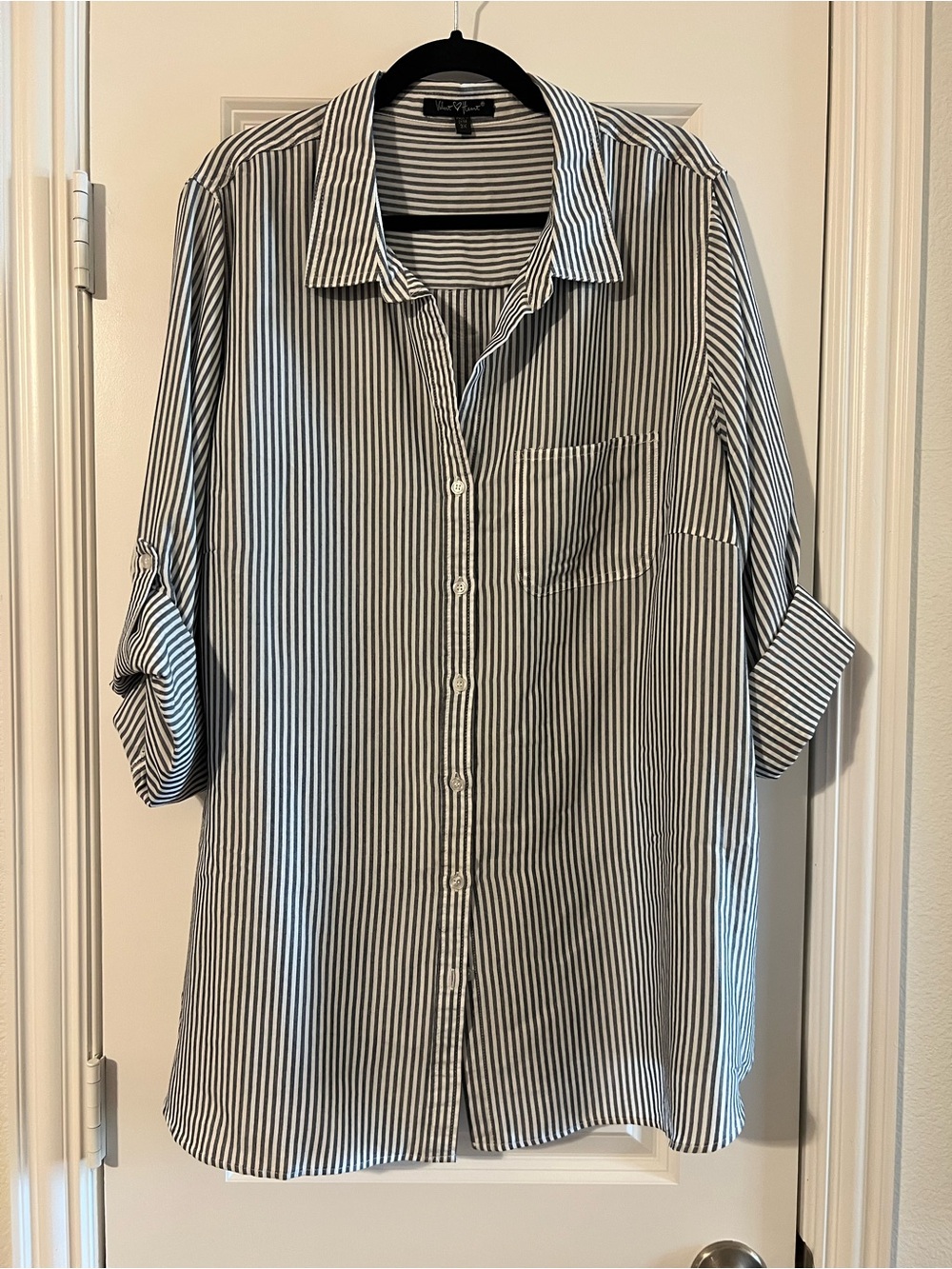 Vertical Stripe Button-Down Shirt